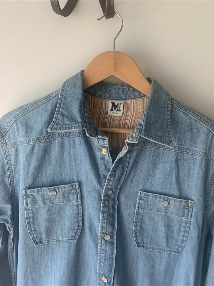 M MISSONI Blue DENIM 27 One Piece Avant Garde Romper SHORTS jumper two tone $590 - Image 3 of 4