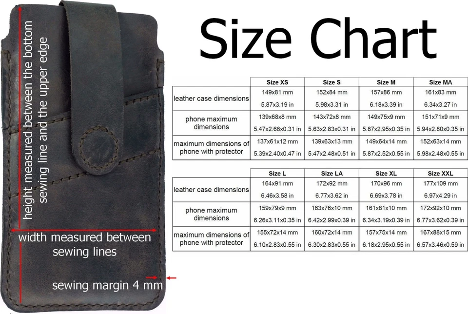 HAND SEWN POUCH GENUINE LEATHER MAGNETIC STRAP CARD POCKET CASE COVER FOR PHONES - Image 3 of 4