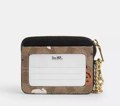 Coach ケース シグネチャー キャンバス ハロウィーン グラフィック 2024 Coach Halloween Zip Card Case Signature Canvas W/Halloween
