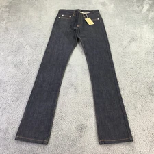 A.P.C Jeans Mens 27x33 New Cure H Tres Etroit Button Fly Raw Dark Denim Slim bsd