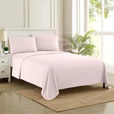Twin Sheets - Breathable Luxury with Full Elastic & Twin, Pale Pink 
