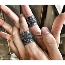 Anello dito semplice martello vichingo colore argento in stile retrò punk come P