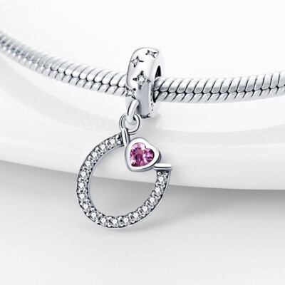 Glück Glück Hufeisen Hänger rot I Love You Herz Charm Sterling Silber 925