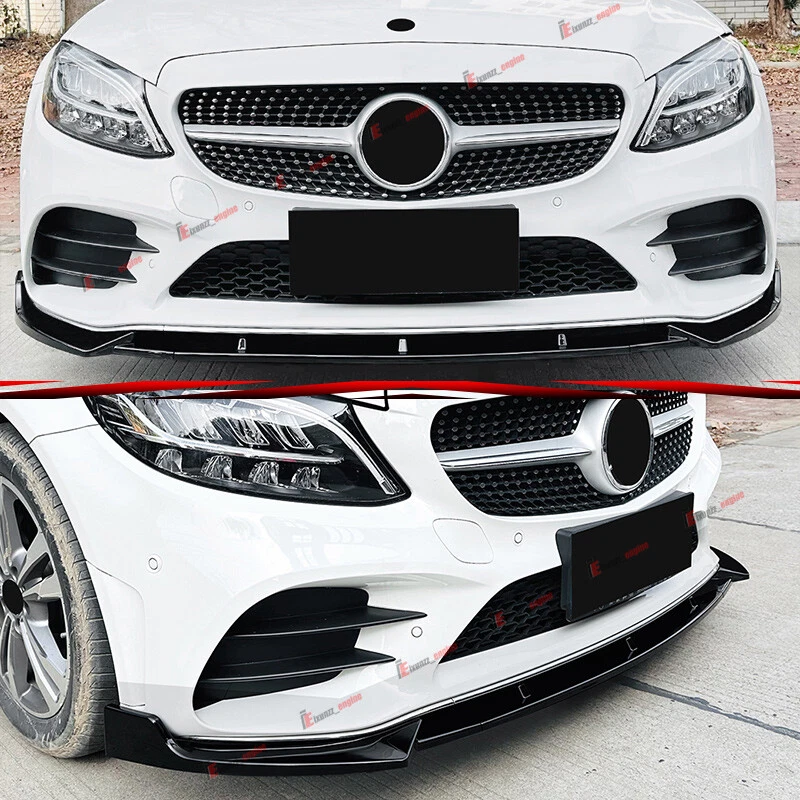 For Mercedes Benz W205 AMG 2019-2022 Front Spoiler Lip Splitter GLOSSY BLACK - Image 4 of 4