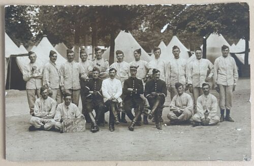 Carte photo. Groupe de Militaires camp Maisons Laffitte 1912 - Photo 1/2