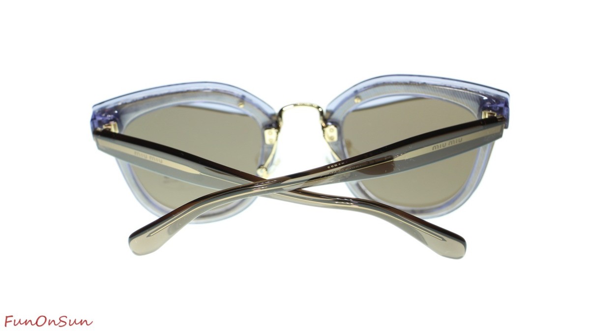 MIU MIU WOMEN SUNGLASSES MU03TS CMT9L1 LILAC GLITTER / BROWN 