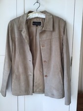 Ben Sherman Woman’s Leather (suede Effect) Jacket, Cream, Size 10