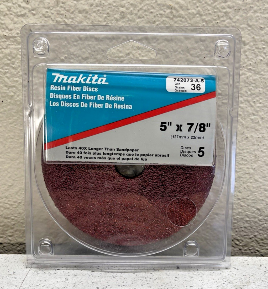 Makita Resin Fiber Discs 742073-A-5 Grit 36 (5"x 7/8")
