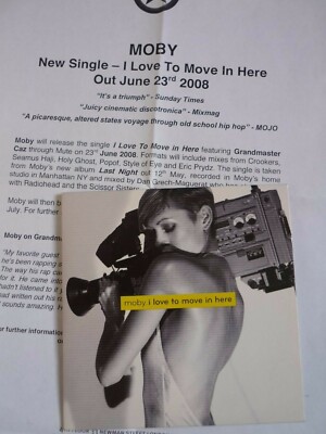 Music CD promo moby i love to move in here 2 trk + press sheet