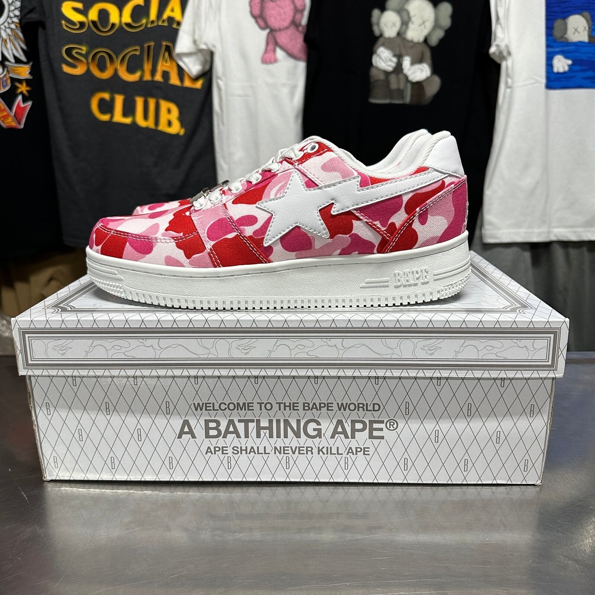 Bape Bapesta Low ABC Pink Camo Size 8.5 9 9.5 | eBay