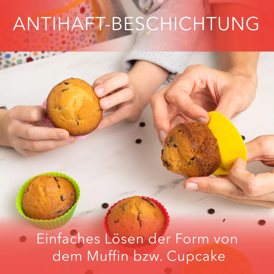 AVANA Silikon Muffinformen BPA-Frei Cupcake Backformen Muffinförmchen 24er Set - Bild 4 von 4