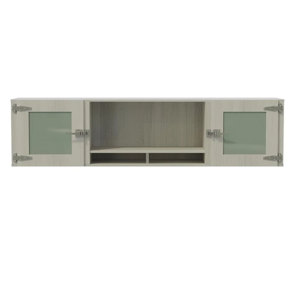 Mirella 72" Wall Mounted Hutch with Glass Doors in White Ash - Image 3 of 3