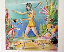 Bermuda Raymond Thayer Vacation Art Travel Submarine Exploration Magazine Print