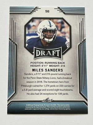 2019 Leaf Draft Football #56 Miles Sanders RC Penn State