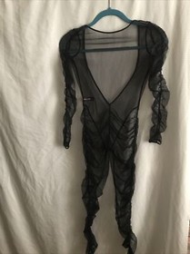 Maison Close Longewear Ruched Sheer Mesh Catsuit Black Size XS US 2 Inseam 28 In