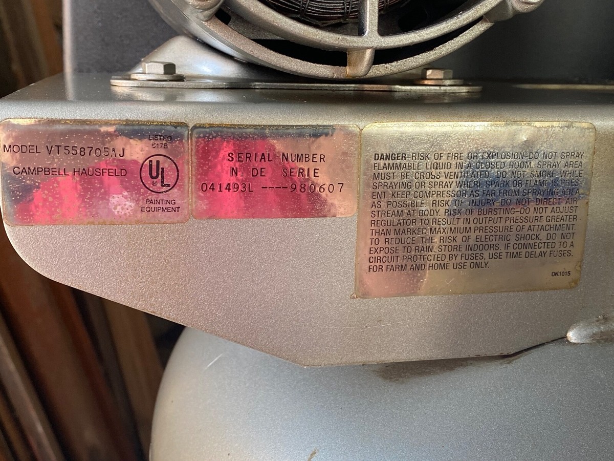 Campbell Hausfeld 5 HP Magnetek 220v 1 Phase 60 Gallon Vertical