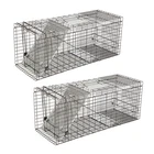 2PCS Live Animal Cage Trap 32"X12.5"X12" Humane Rodent Raccoon Cage w/Iron Door