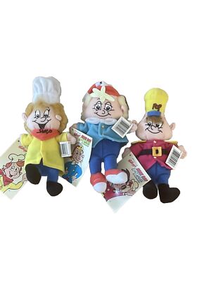 Kellogg Snap Crackle and Pop Bean Bag Plush Toys Breakfast Bunch 1997 Lot of 3