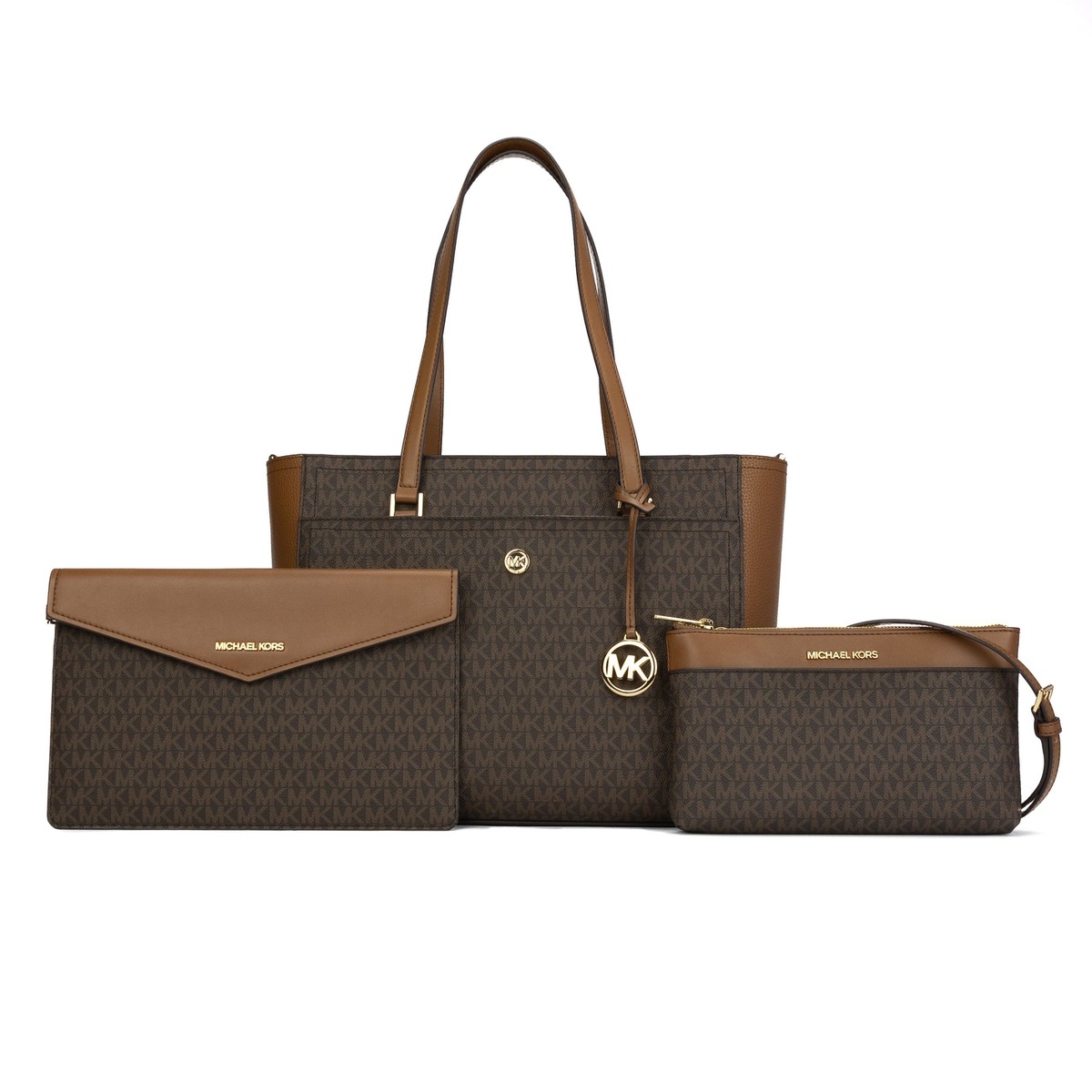 Michael Kors Maisie Large Leather 3 in 1 Tote Bag - Brown | eBay