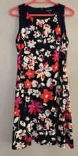 Ralph Lauren Women's Floral Sleeveless Jersey Dress Multicolor Black Red Size 10