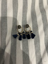 Brand New Boutique Gold Plated Drop Earrings With Gemstone & Tassles