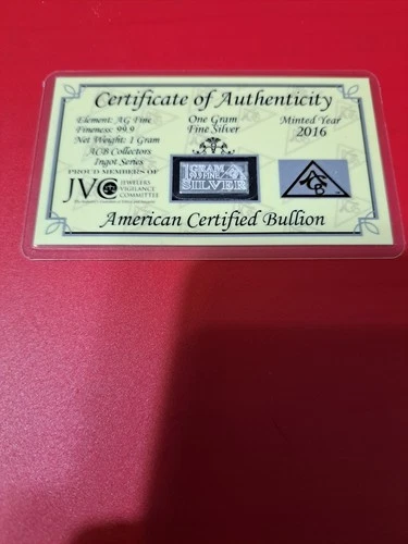ACB 99.9 Silver 1 Gram Bullion PURE Ag Bar 9.99 Fine.