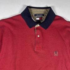 Vintage 90s Tommy Hilfiger Crest Polo Shirt Mens Large XL Red Lion Embroidered