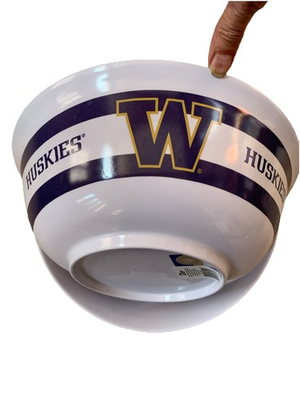 #ad 2 Washington Huskies Large Bowl College Chip or Serving Bowl 12quot; New W stickers $18.99