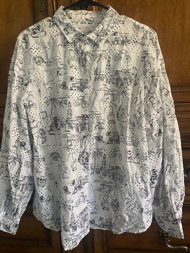 Chicos blouse 3 white black long sleeve button front summer vacation cotton
