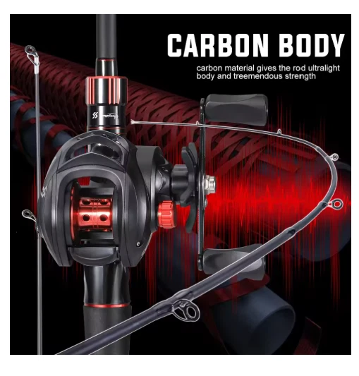 Sougayilang 1.8–2.1m Carbon Fiber Baitcasting Rod Reel Combo Bass 7.2:1 10kg - Image 4 of 4