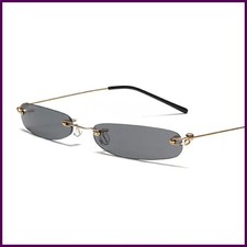 XaYbZc Narrow Sunglasses Men Rimless Summer 2025 Red Blue Black Rectangular Sun