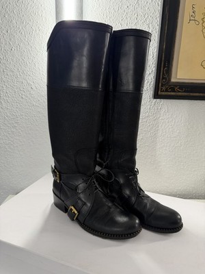 Original Christian Dior Cavaliere High Boots Stiefel 41 Schwarz Leder Fullset