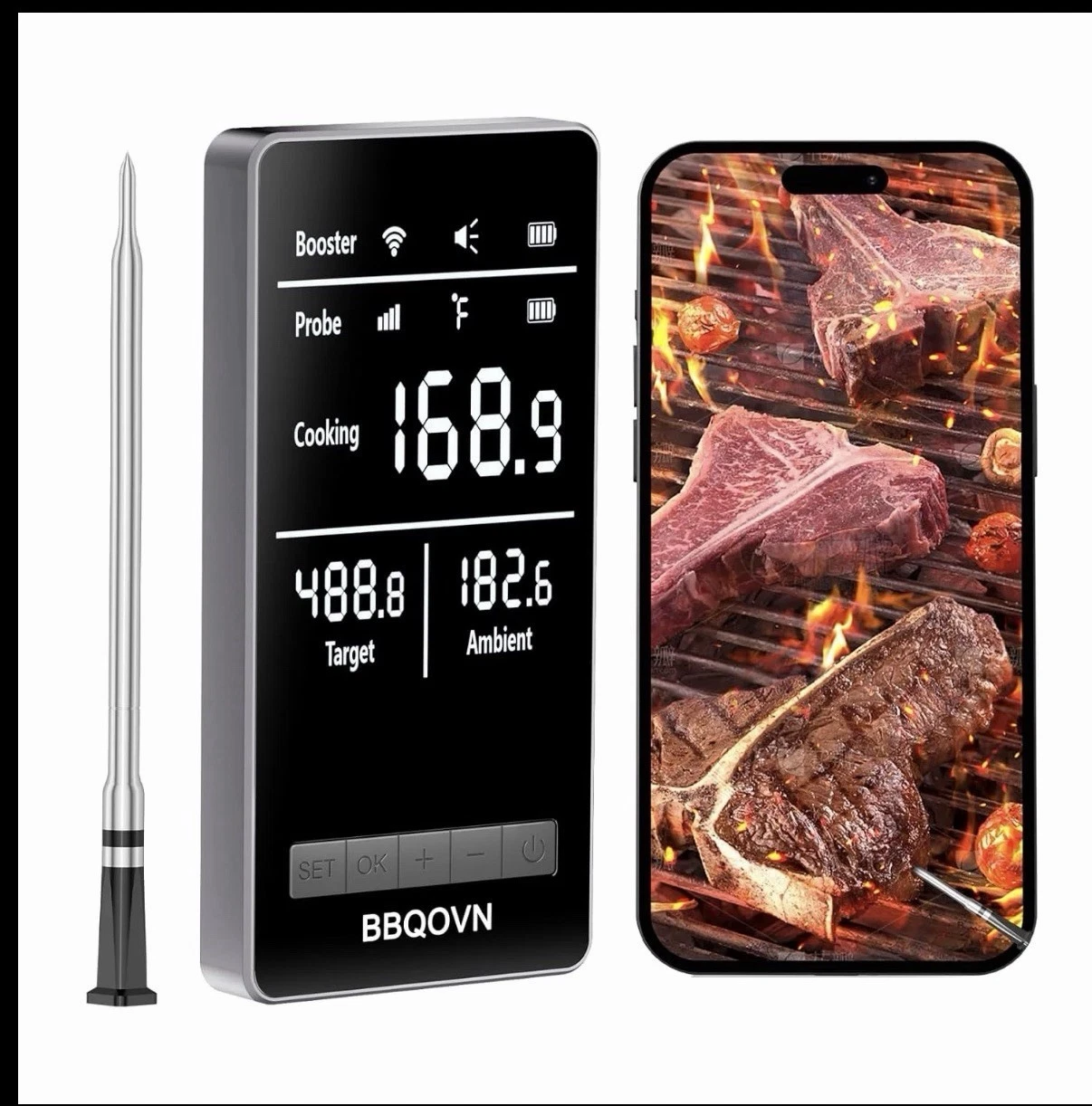 Wireless Meat Thermometer with Unlimited Range, NIST Certified, Accurate ±0.5°F,