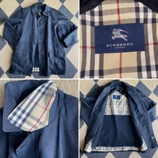 Burberry Mens Black Car Coat Nova Check w Zip out Wool Liner sz MEDIUM EUC