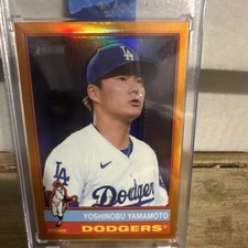Topps 2025 Heritage Yoshinobu Yamamoto Dodgers #172 Chrome Orange Border 21/25