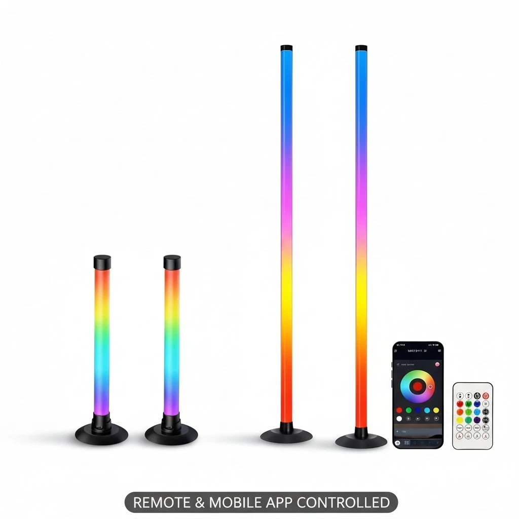 RGB LED Light Bar Set – 2 Tall + 2 Short | App & Remote | Music Sync