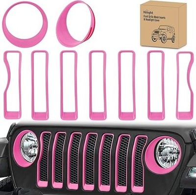 Nilight Grill Inserts fit for Jeep Wrangler Front Grille Inserts Headlight Cover
