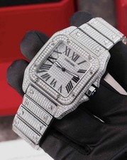 Cartier Santos 100 Diamond Dial and Full DiamondBracelet Watch