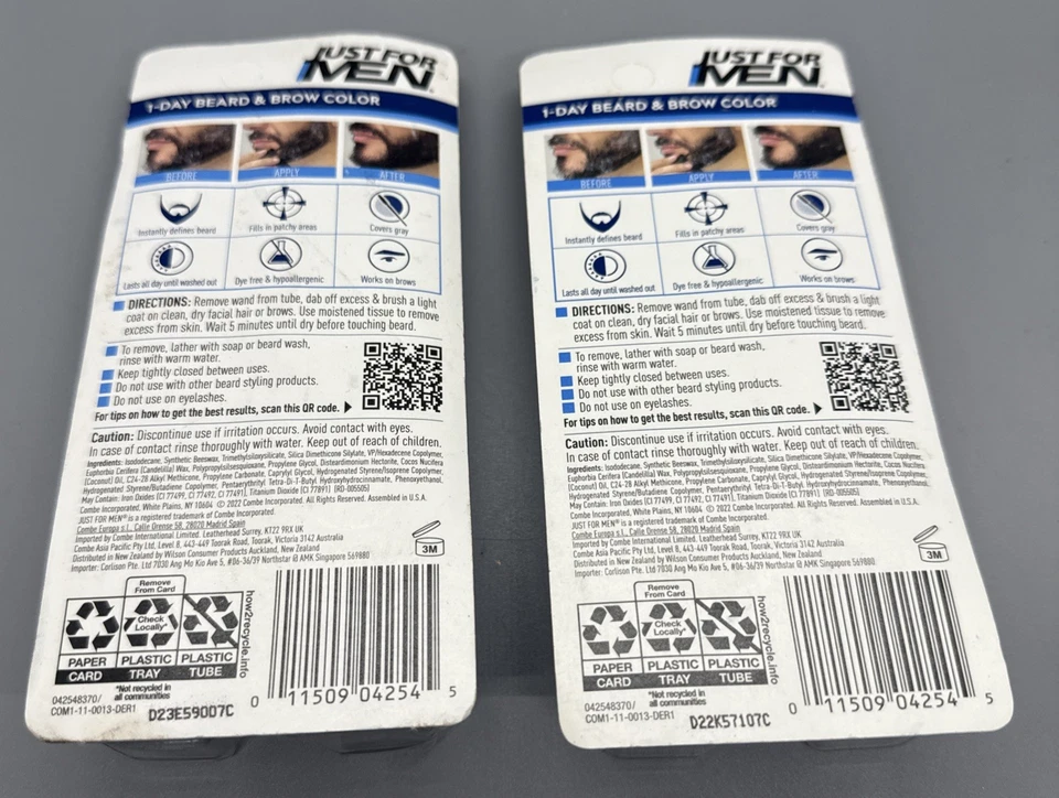 JUST FOR MEN 1 día barba/cejas/bigote color 0,3 fl oz NUEVO (paquete de 2) Foto 2 de 2