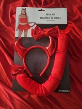 Red Devil Costume Accessory Kit Adult One Size 3 PIECE headband tail bow tie