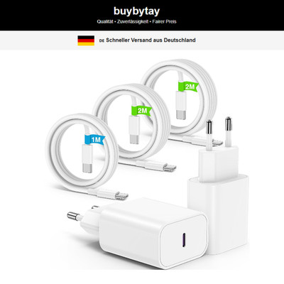 USB C Ladegerät 20W für iPhone 15 16 17 und iPad Pro/Air, 2Pack
