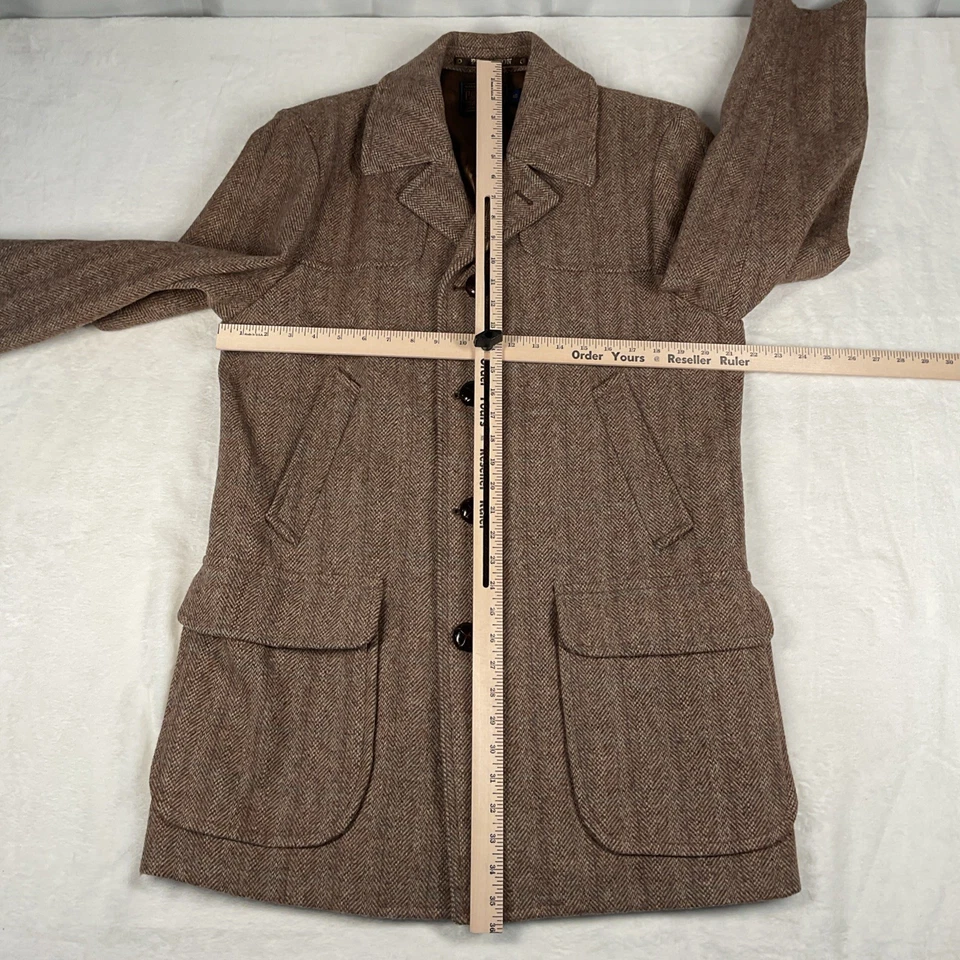 VTG Pendleton Mens USA Made Tweed Brown Gray Wool Jacket Car Coat Size 40 EUC - Image 4 of 4