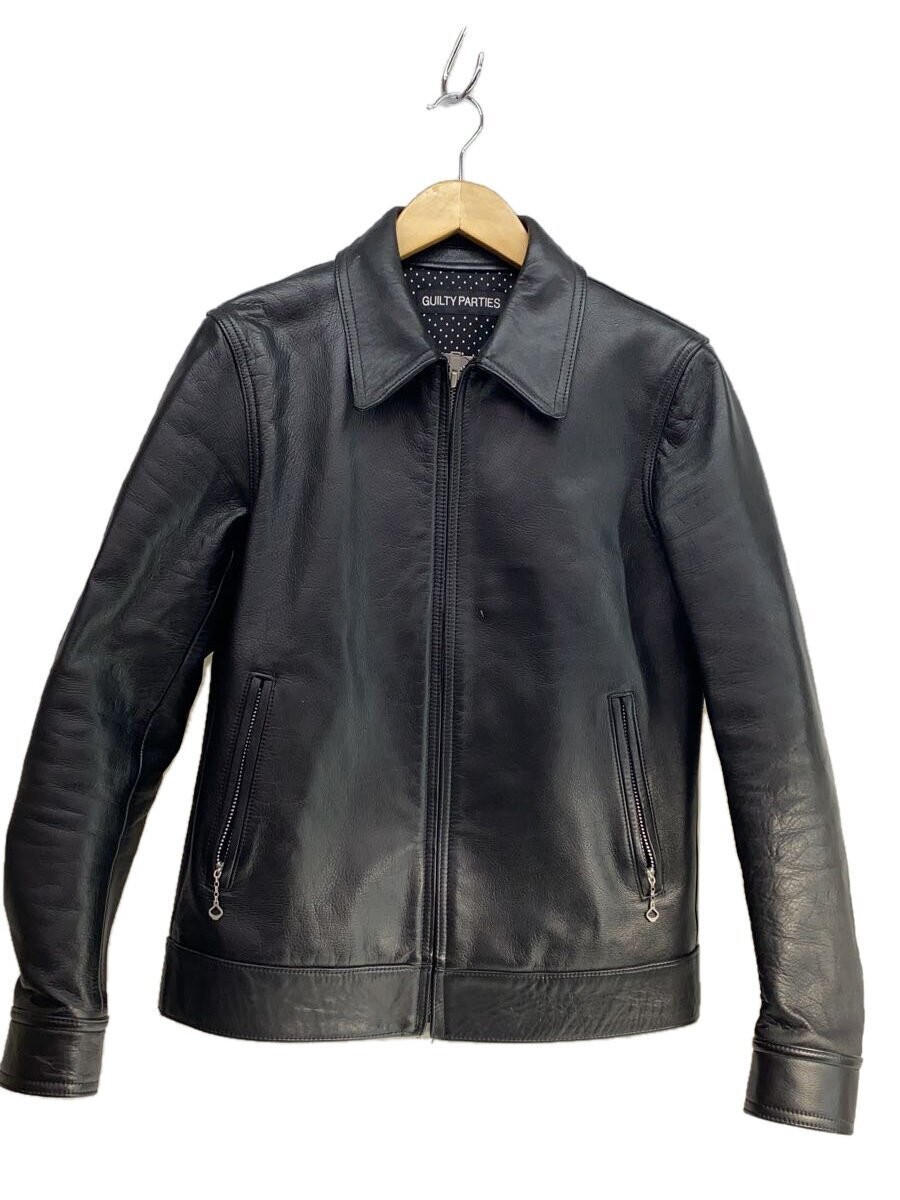 Guilty Parties Men's Black Cowhide Leather Blouson Jacket Plain 373