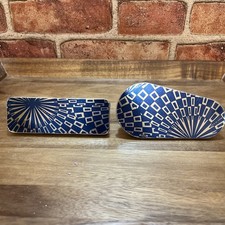 Vintage New Years Tin Litho Ratchet Noisemaker Celebrate set 2 lot blue