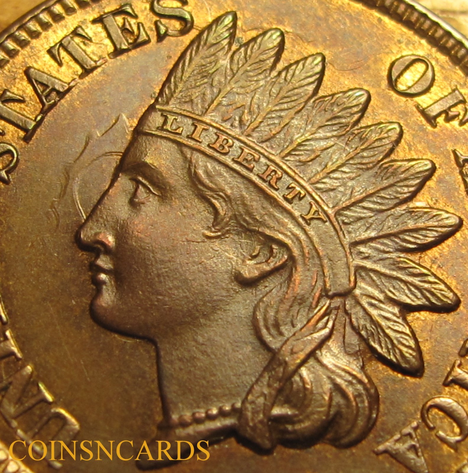 1864 Indian Head Cent Bronze Obv. Die Clash Error Uncirculated Monster ...