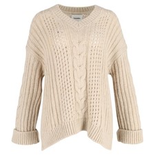 Nanushka Arwan Cable-Knit Sweater in Beige Wool