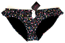 La Senza Ditsy Floral Bikini Bottoms UK 14 Black BNWT