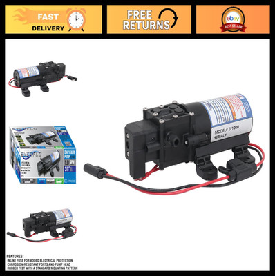 12V Diaphragm Pump 1.0 GPM, 3/8'' Hose Barb Ports, High Flow Water Pump, RV & Mar