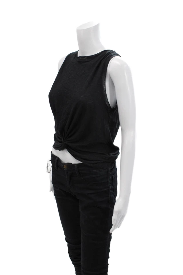 Regata Elan feminina algodão gola redonda casual sem mangas preta tamanho G - Imagem 2 de 4