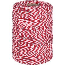 Red and White Cotton Bakers Twine String 2mm 656 Feet for Gift Wrapping Baking